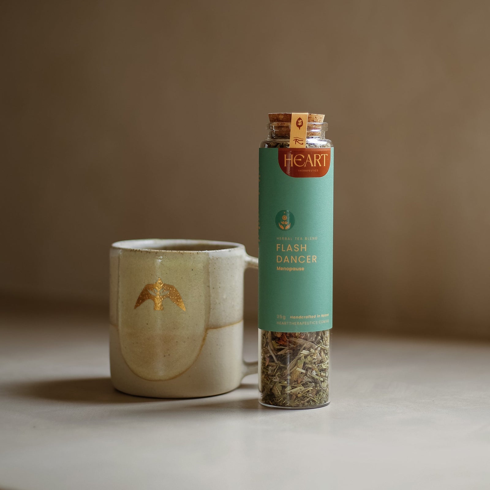flash dancer menopause tea with ceramic cup by Heart Therapeutics
