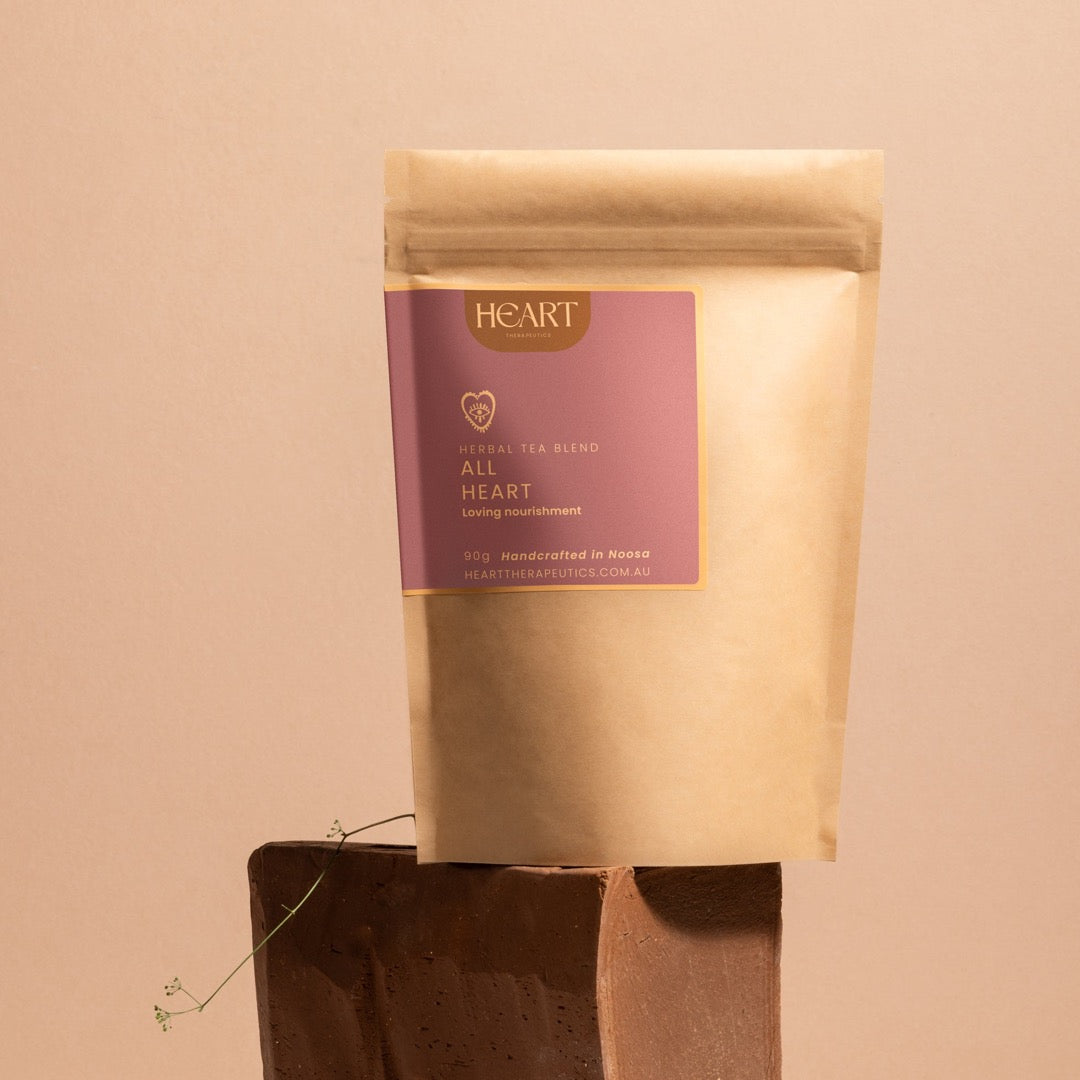 All Heart organic herbal tea blend in a biodegradable bag