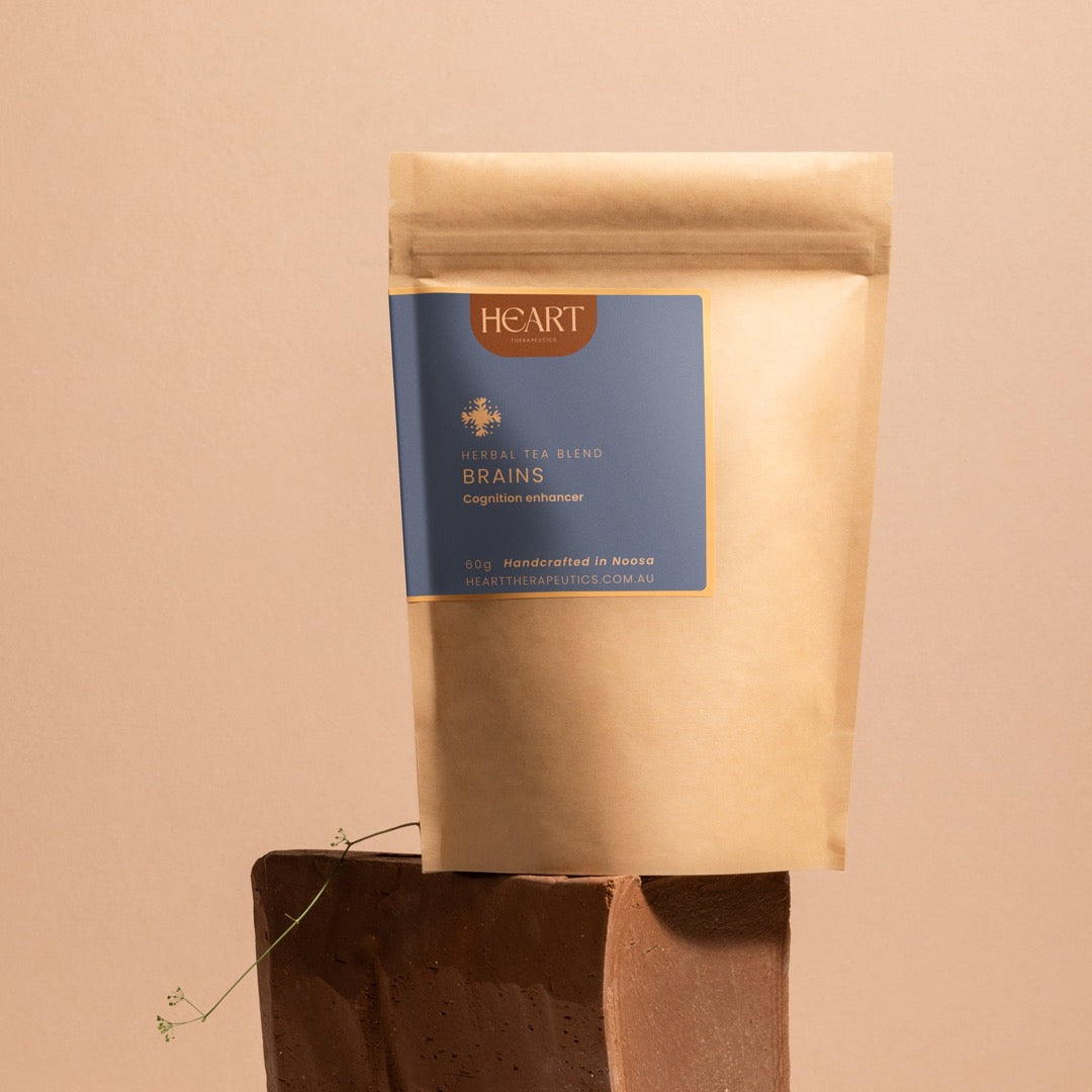 biodegradable bag of herbal tea for cognition and brain health