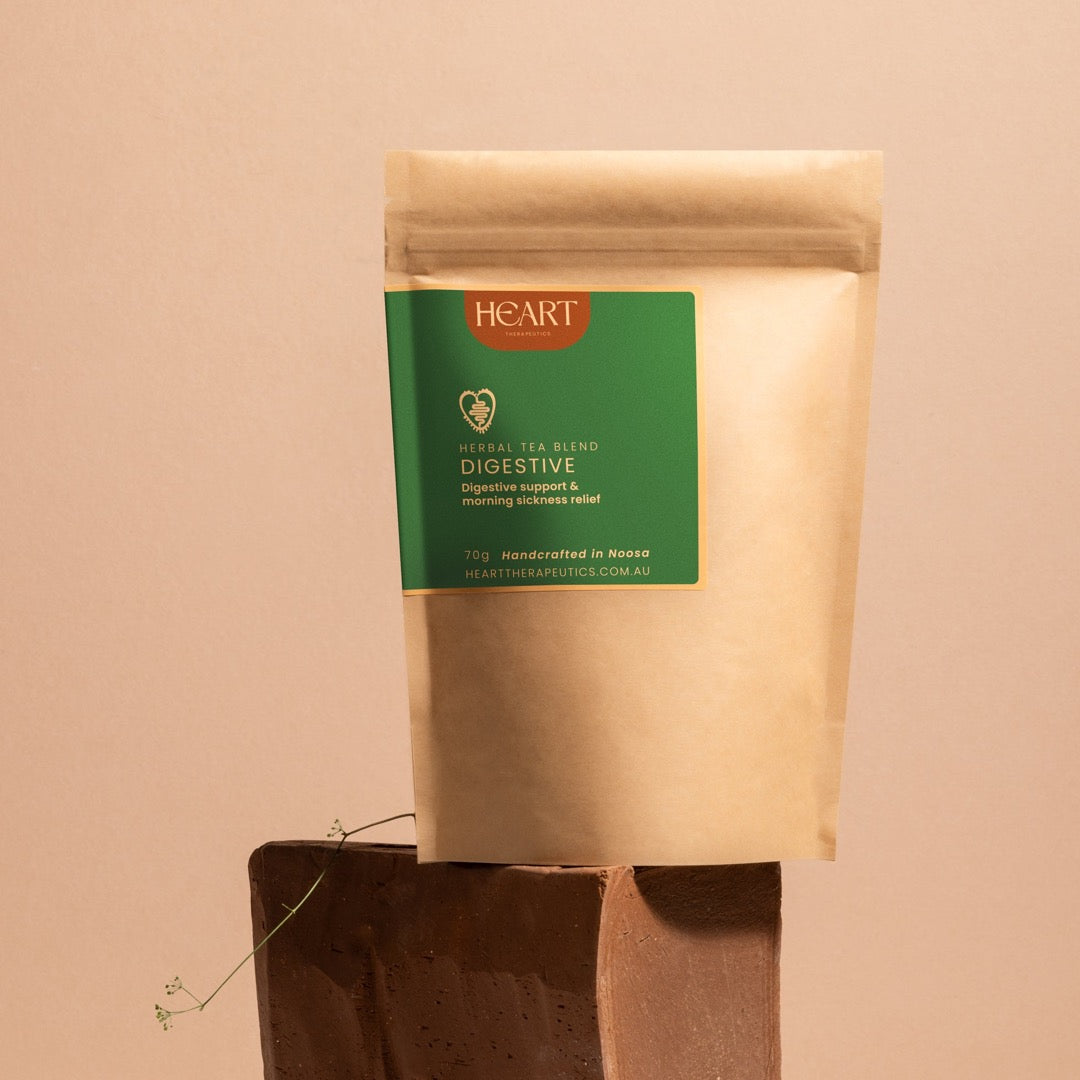 biodegradable bag of organic herbal tea for digestion