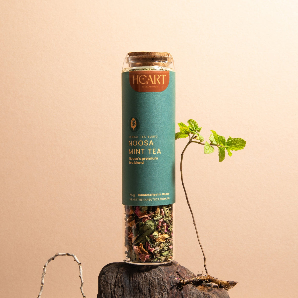 glass jar of noosa mint tea