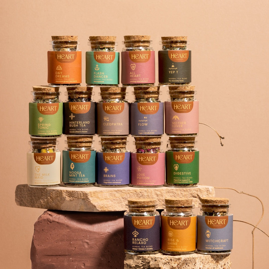 little mini jars of herbal tea blends